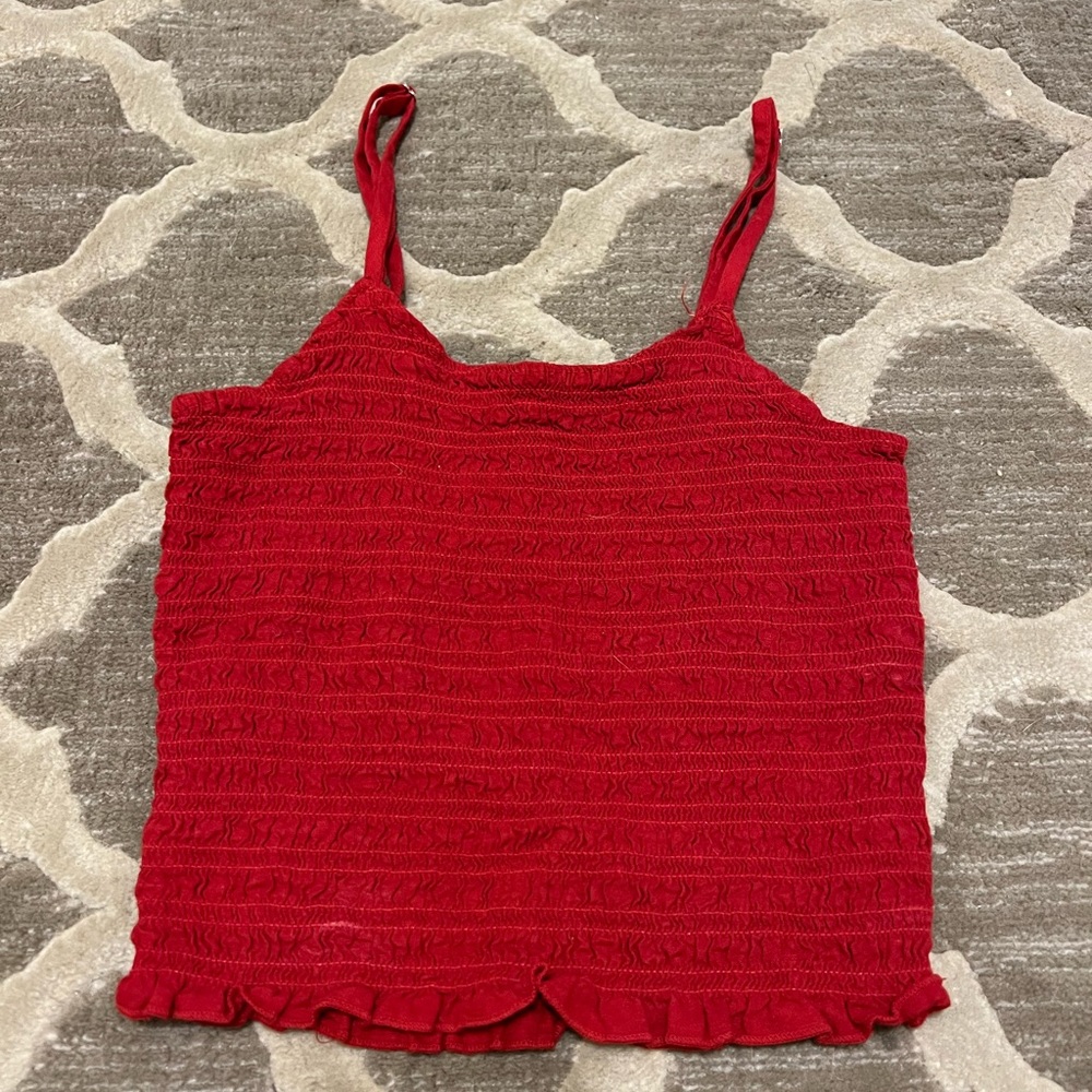 Red Brandy Melville John Galt Smocked Tank Top One Size